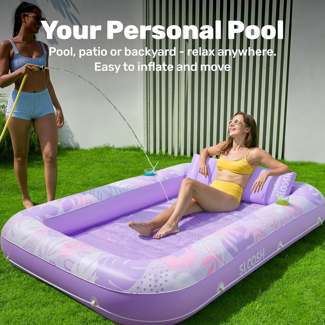 SLOOSH Aufblasbare Tanning Pool, 70" x 46"/ 85" x 57" Grosse aufblasbarer Luftmatratze für Erwachsen