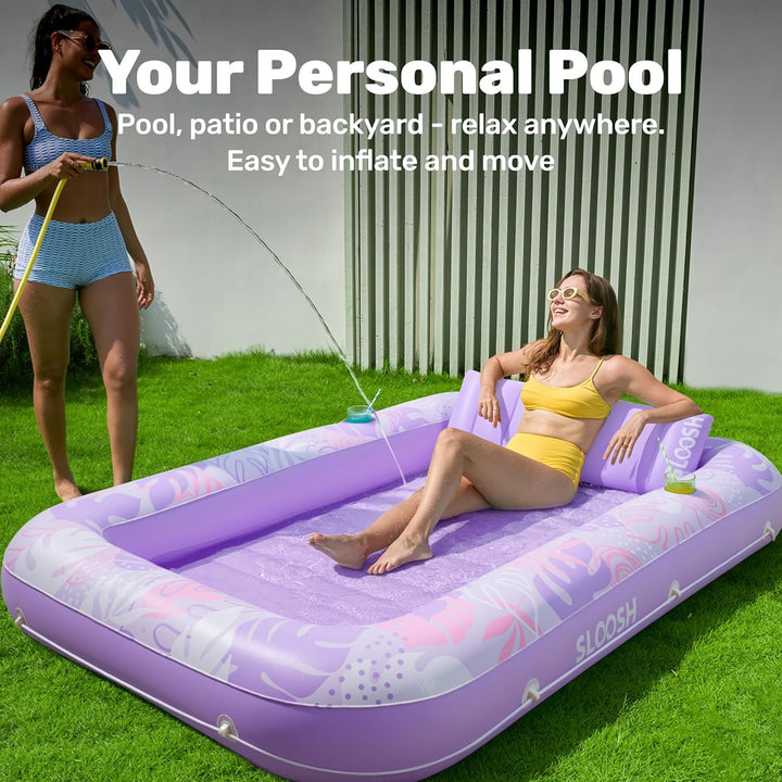 SLOOSH Aufblasbare Tanning Pool, 70" x 46"/ 85" x 57" Grosse aufblasbarer Luftmatratze für Erwachsen