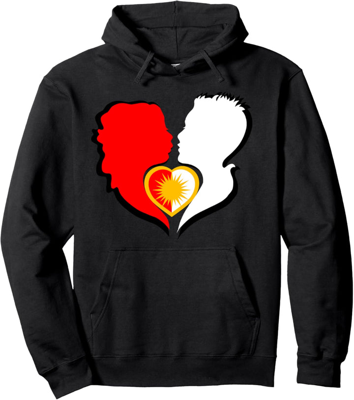 Frauküsst Mann in den Ezidischen Flaggen Farben Pullover Hoodie