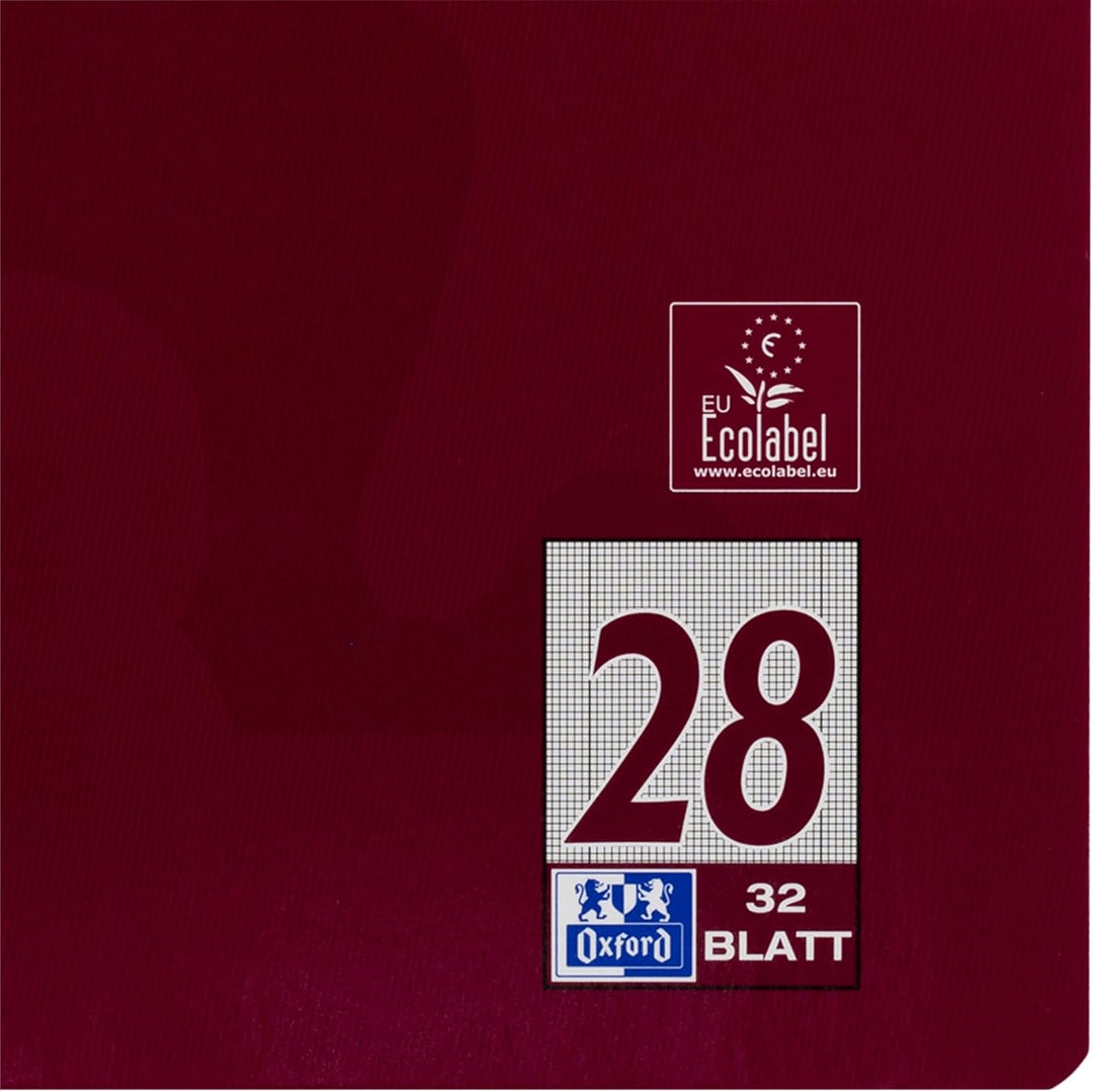 Oxford Schulheft A4, 32 Blatt, Lineatur 28, kariert , 10 Stück Single, Single