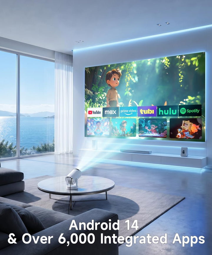 Magcubic Mini Beamer 4K HY300pro+, Unterstützt Smart Beamer Android 14 Auto Trapezkorrektur, Beamer