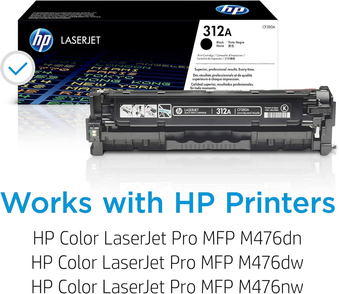 HP 312A (CF380A) Schwarz Original Toner für HP Color Laserjet Pro MFP M476, Einzelpack Schwarz Einze