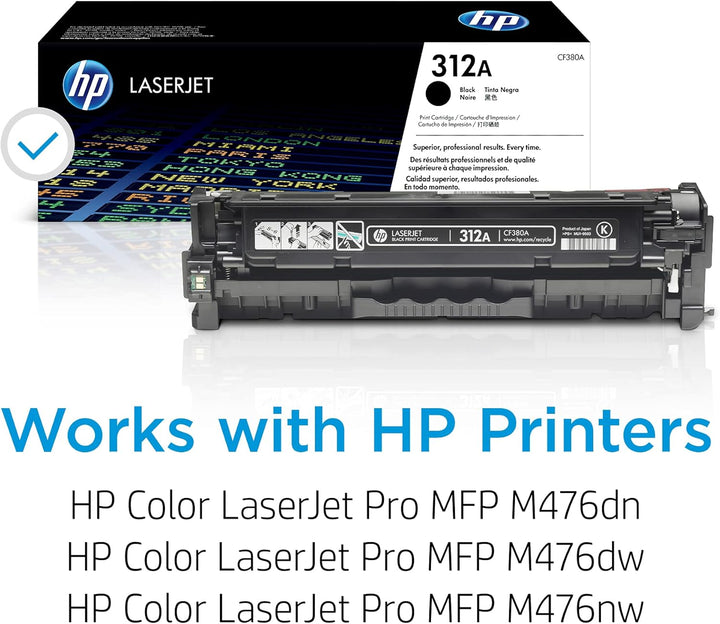 HP 312A (CF380A) Schwarz Original Toner für HP Color Laserjet Pro MFP M476, Einzelpack Schwarz Einze