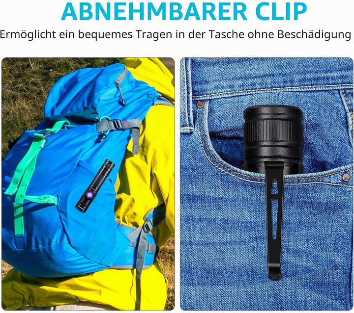 DARKBEAM UV Taschenlampe uv Lampe 365nm Licht USB Aufladbar, Woodsche Lampe Schwarzlichtlampe Klein