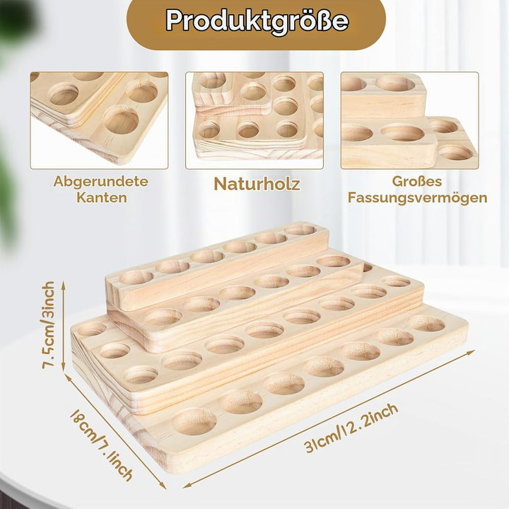 Dokeno Ätherisches Öl Display Ständer, Holz 4-Lagen Ätherische Öle Aufbewahrung 31 Löcher Ätherische