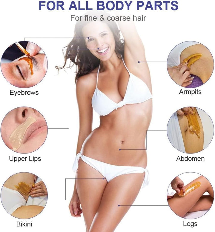 Wachswärmer Waxing Set Wachs Haarentfernung zuhause: Professionell Wax Maschine 4 Packungen wachsper