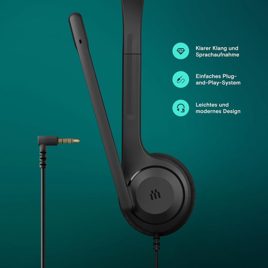 EPOS C1 Vielseitiges Business- Headset mit Mikrofon, Universellem 3,5-mm-Klinkenstecker, Breite Gerä