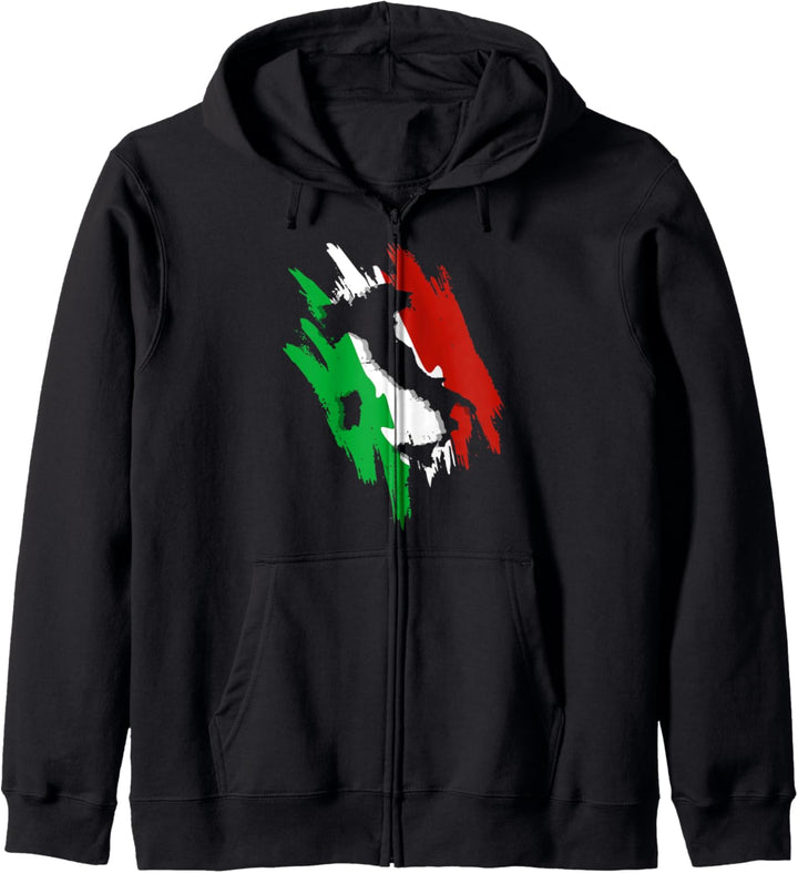 Italien Tshirt mit Italienische Flagge Italia Italy Damen Kapuzenjacke