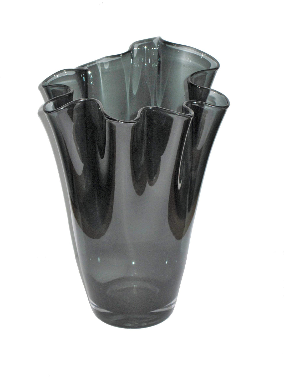 SIGNATURE HOME COLLECTION Glasvase mundgeblasen Dekovase Blumenvase grau, Glas, Rauchgrau, 21 x 21 x