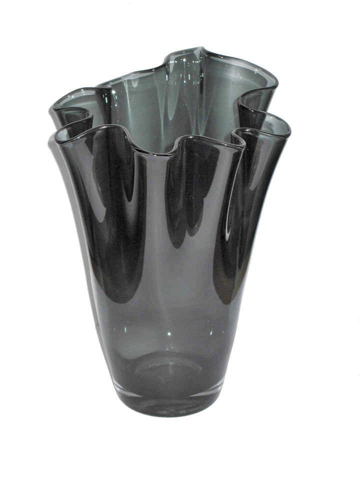 SIGNATURE HOME COLLECTION Glasvase mundgeblasen Dekovase Blumenvase grau, Glas, Rauchgrau, 21 x 21 x