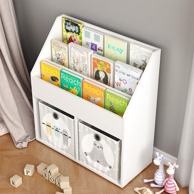 Oskar-Store Livinity Kinder Bücherregal Conny 72 x 79 cm, Weiss, Kinderregal mit grossen Ablagen Wei