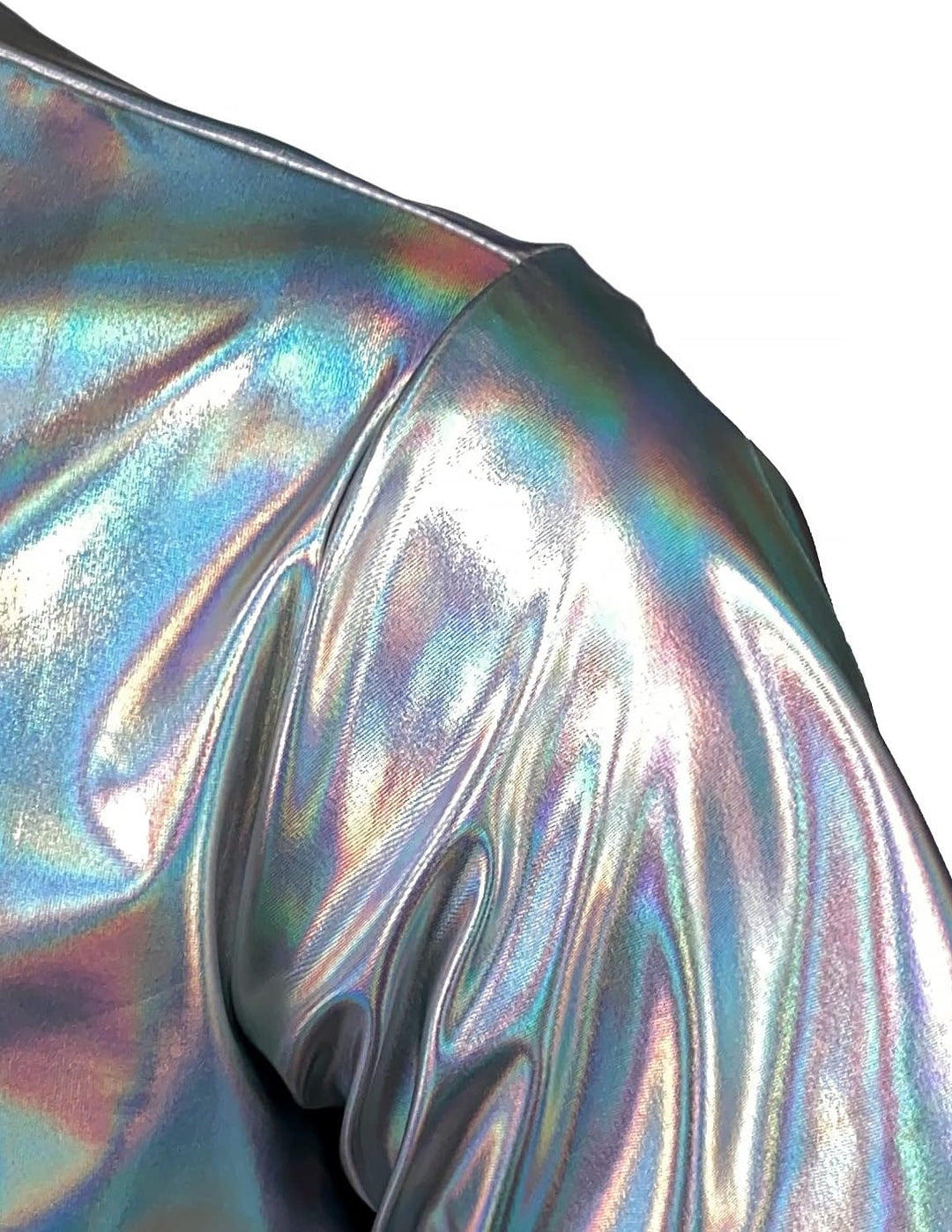 JOGAL Herren Metallic Glänzend Bronzing Nachtklub Party Hemd Silber Schimmern L, Silber Schimmern L