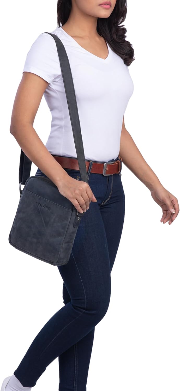 STILORD 'Nils' Vintage Ledertasche Umhängetasche Klein für Herren Damen Tablettasche 9.7 Zoll DIN A5