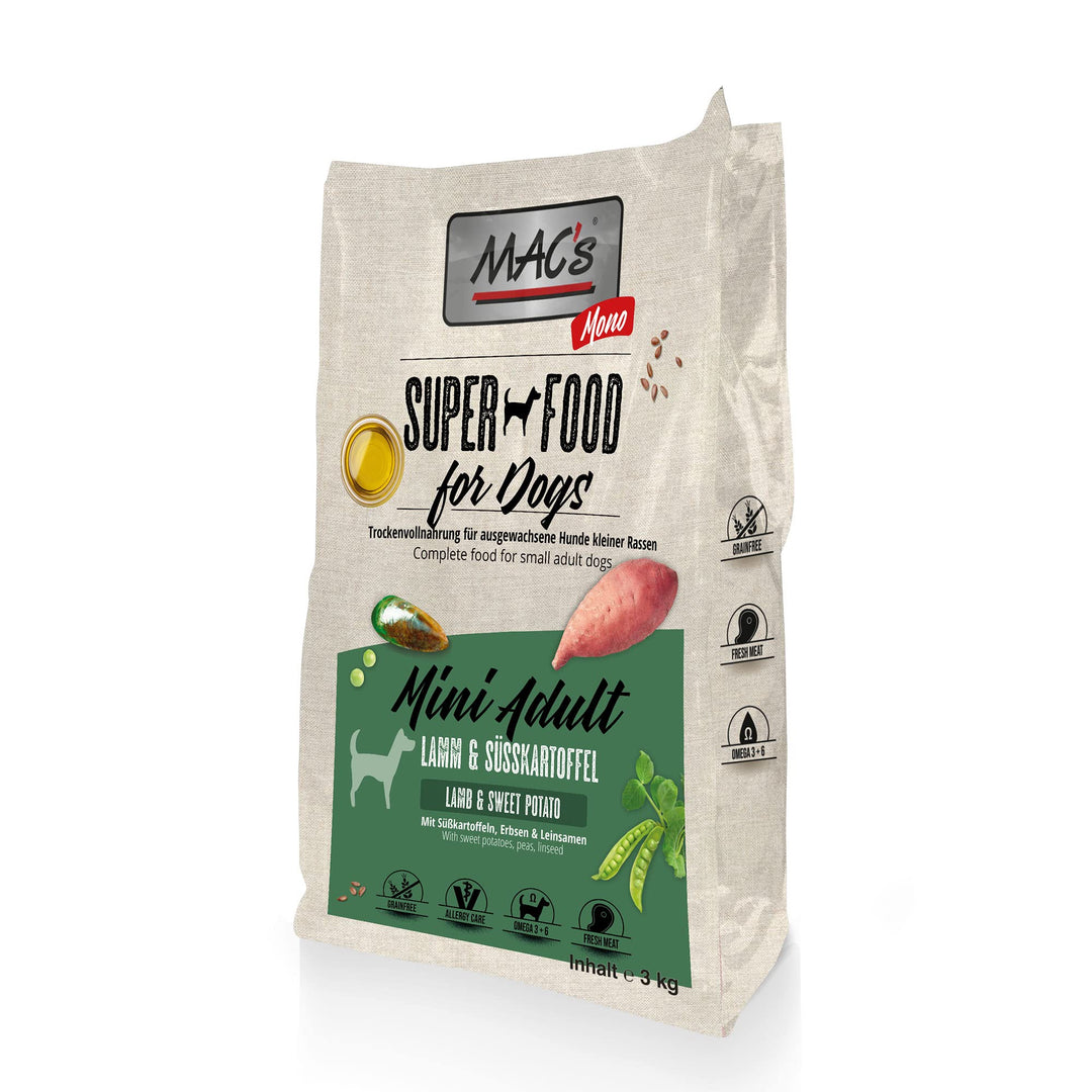 Mac's Dog Hundefutter Mono Mini Lamm Trockenfutter 3kg glutenfrei getreidefrei