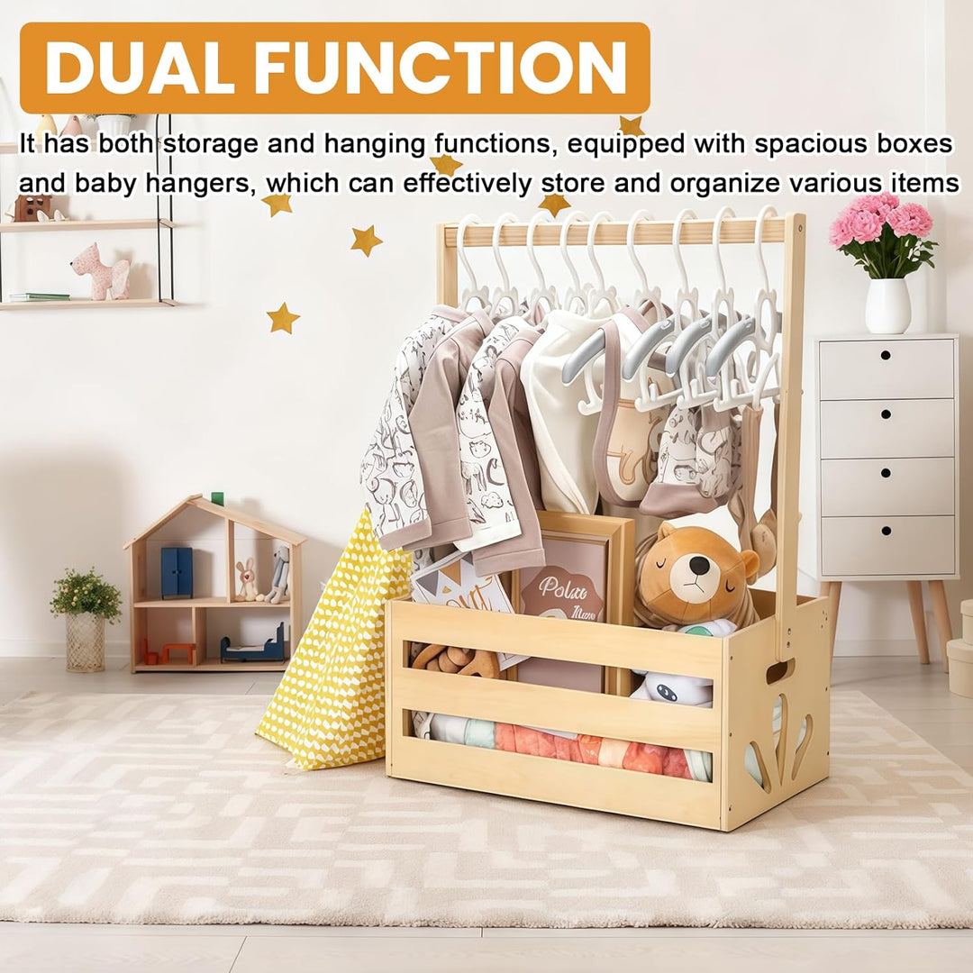 Holz Babyparty Kiste Kleiderschrank mit Griff, Kinder Kleiderbügel Praktische Baby -Aufbewahrungskis