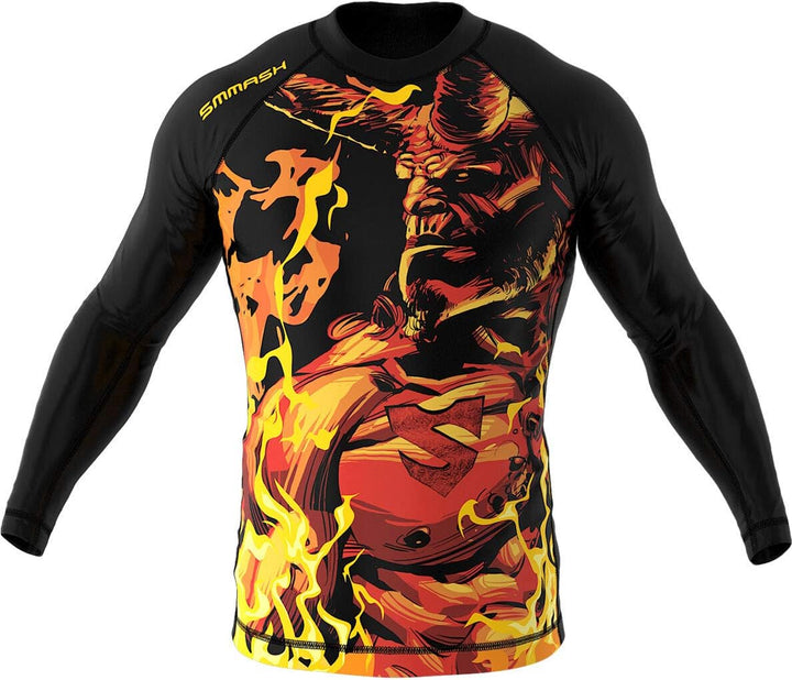 SMMASH Langarmes Rashguard für Herren, Funktionsshirt MMA BJJ Kickboxen Thai Box Cross-Training Fitn