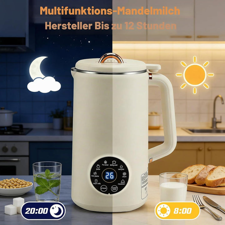 Nussmilchmaschine, 1000ML 8-in-1 Sojamilch Maschine, Automatische Warmhaltefunktion &amp; Selbstreinigun