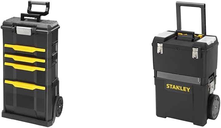 Stanley Rollende Werkstatt aus Metall-Kunststoff 1-79-206 – Werkzeugwagen leer mit 3 modularen Einhe