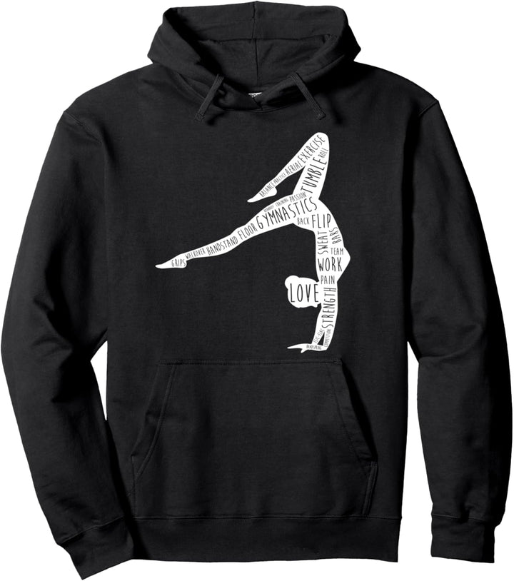 Gymnastics Words Hoodie for Girls Cute Gift Gymnast Girl Pullover Hoodie