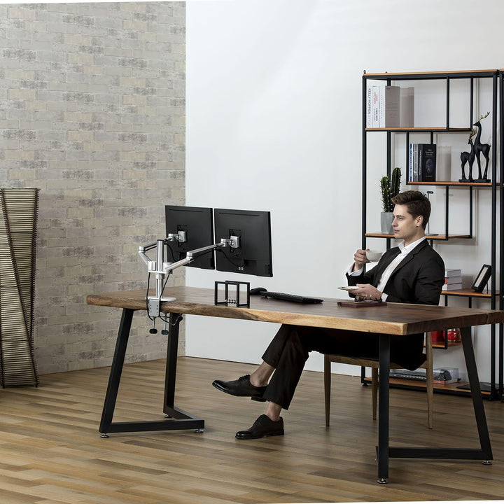 ThingyClub® Adjustable Aluminium Universal Full Motion Desk Mount Arm Stand Bracket (Dual Monitors -