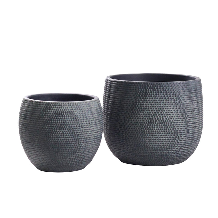 Olly & Rose Barcelona Keramik-Blumentopf-Set 2 – Pflanzgefässe für drinnen und draussen, Schwarz, Sc