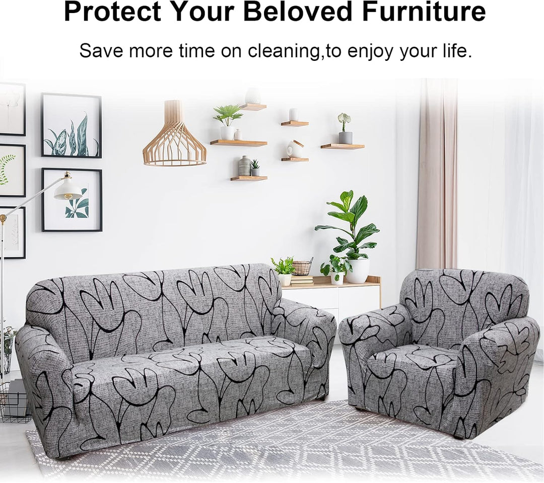 Jaotto Sofabezug 2 Sitzer Elastischer Stretch Spandex Sofa Überwürfe Sofahusse Antirutsch Waschbar S