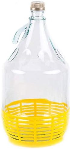 lilawelt24 6 STÜCK 5L Flasche mit Schraubverschluss und Schutzkorb+ Schwefelpulver GLASBALLON Weinba