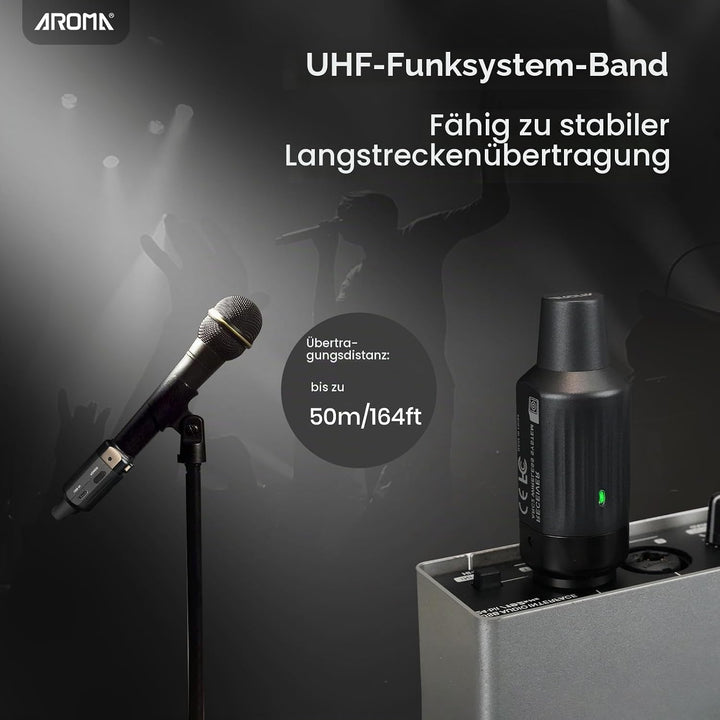 AROMA Drahtloser XLR Wireless Mikrofon Sender und Empfänger
