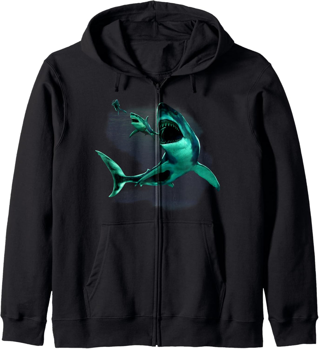 Monster Megalodon Shark, Weisser Hai & Taucher Kapuzenjacke