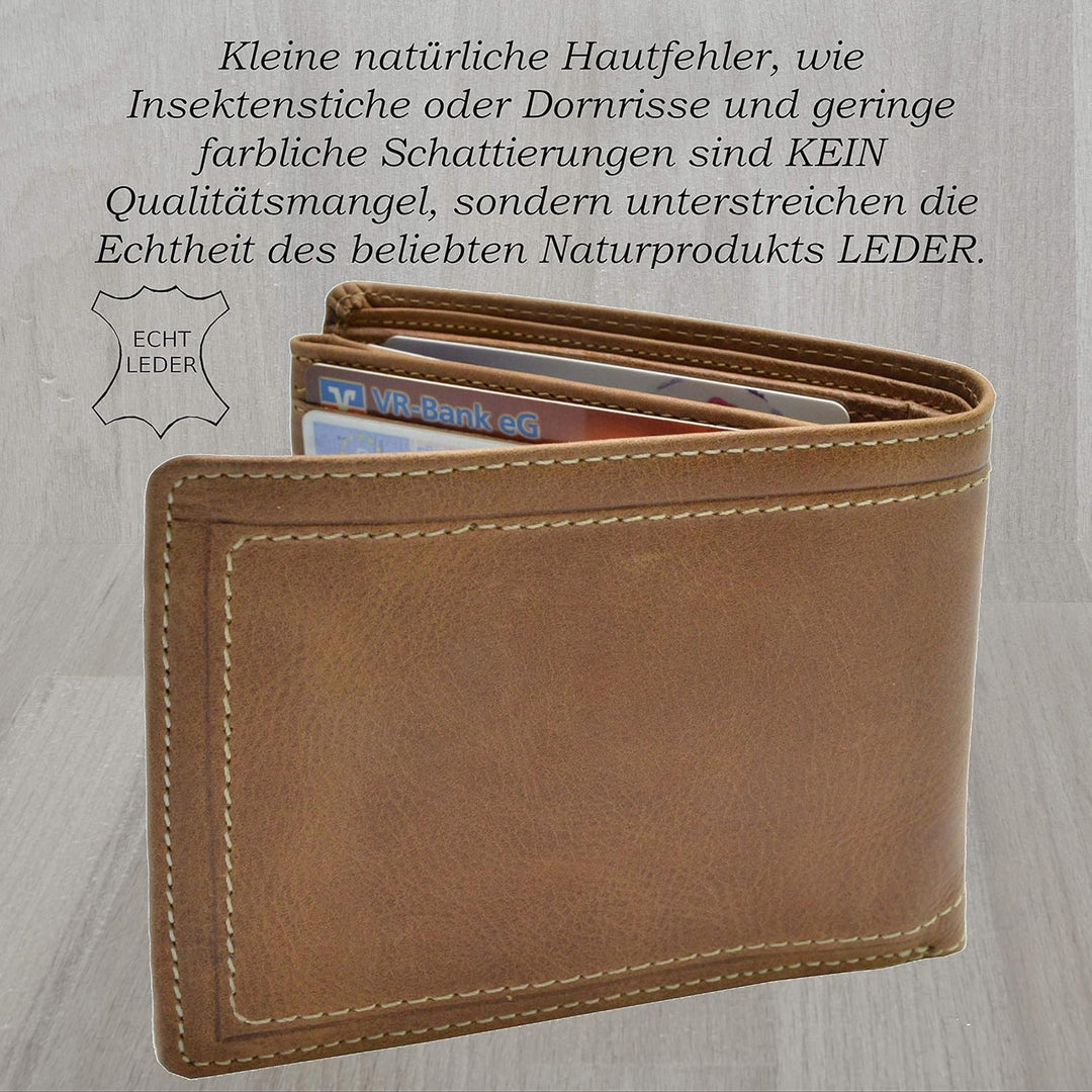 flevado Qualitäts VOLL Leder Ausstattung Geldbörse von Pedro German Design Büffel Leder braun