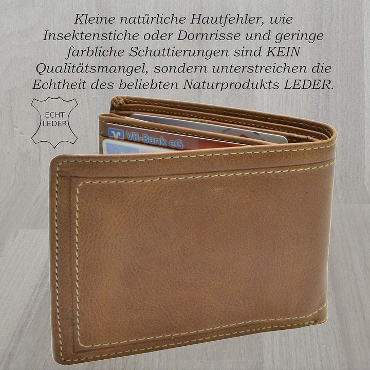 flevado Qualitäts VOLL Leder Ausstattung Geldbörse von Pedro German Design Büffel Leder braun