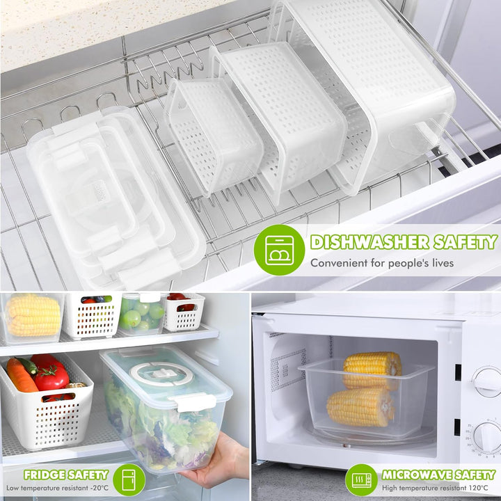 Luxear Frischhaltedosen für Gemüse Obst Aufbewahrung Kühlschrank, 3Set (4L+1,7L+0,5L) BPA Frei Frisc