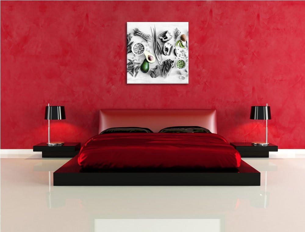 Pixxprint Gemüse und Obst Vielfalt als Leinwandbild/Grösse: 70x70 cm/Wandbild/Kunstdruck/fertig besp