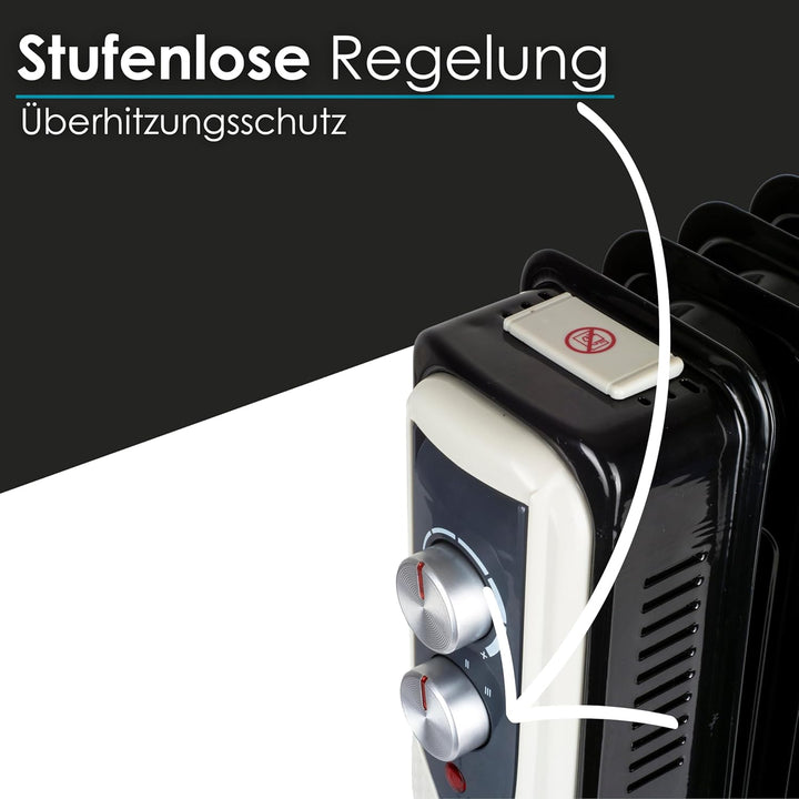 Öl Radiator 9 Rippen | 2000 Watt | 3 Stufen | Energiesparend | Ölradiator | Radiator Heizung | Heate