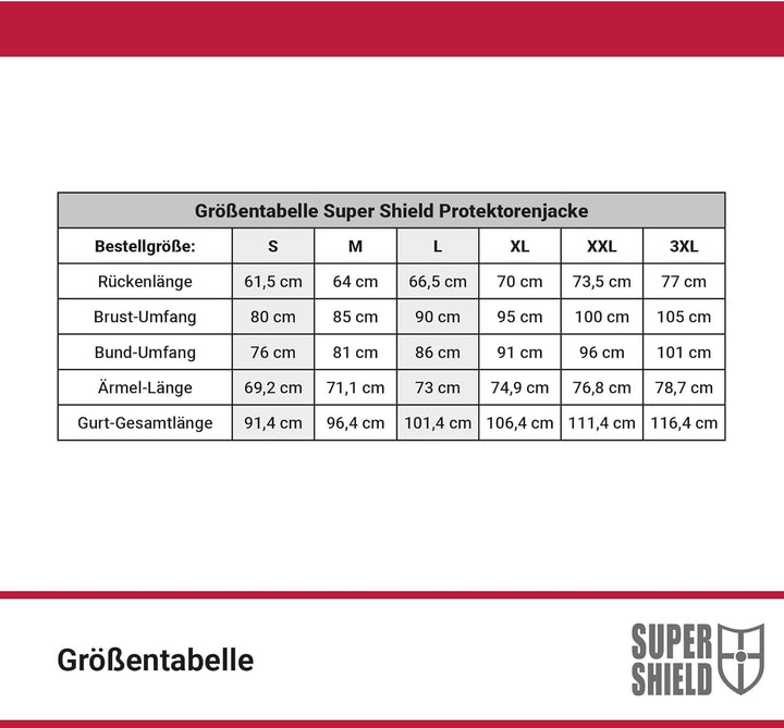 SUPER SHIELD Protektorenjacke, Rückenprotektor, Ellenbogenprotektoren & Schulterprotektoren, Level 2