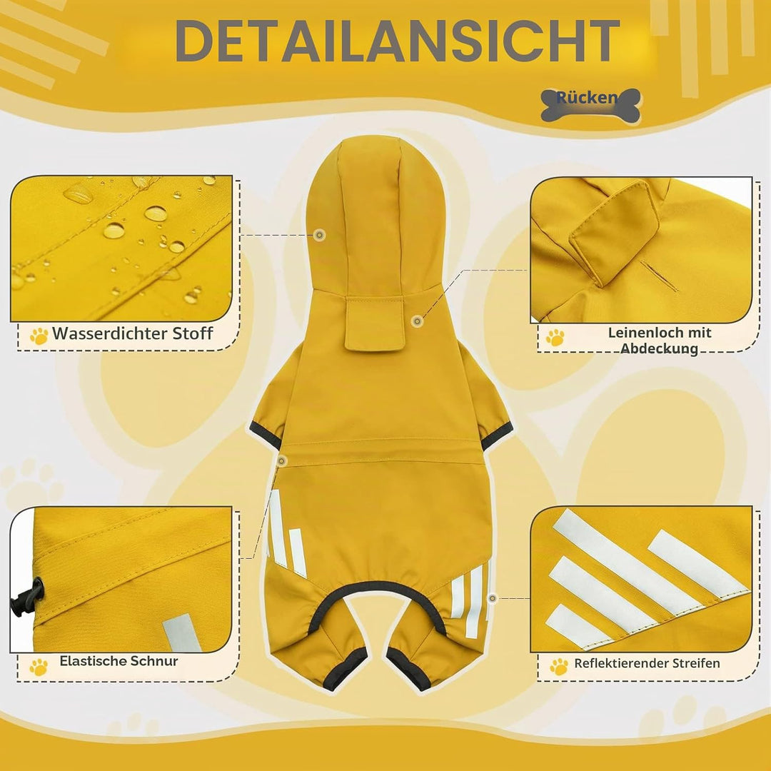 Hunderegenmantel, wasserdichte Hundejacke Hundekleidung mit Kapuze, Hunderegenmantel mit Loch für di