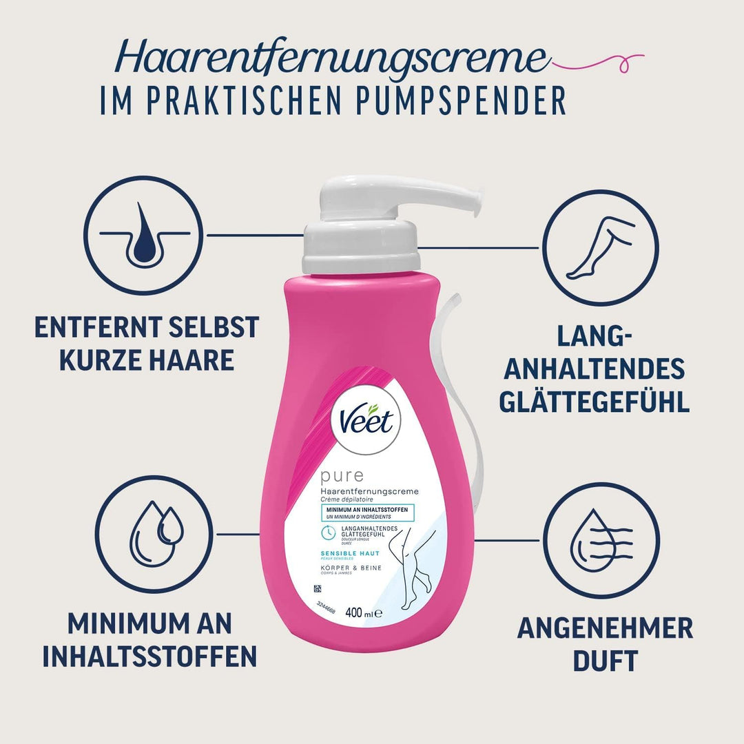 Veet Haarentfernungs-Set für sensible Haut - Bundle mit Enthaarungscreme & Kaltwachsstreifen für den