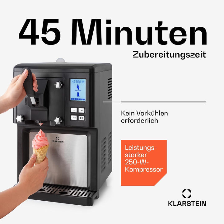 Klarstein Sweet Sundae - Eiscrememaschine, 1,5 Liter, mitselbstkühlendem Kompressor, 200 Watt, Ausga