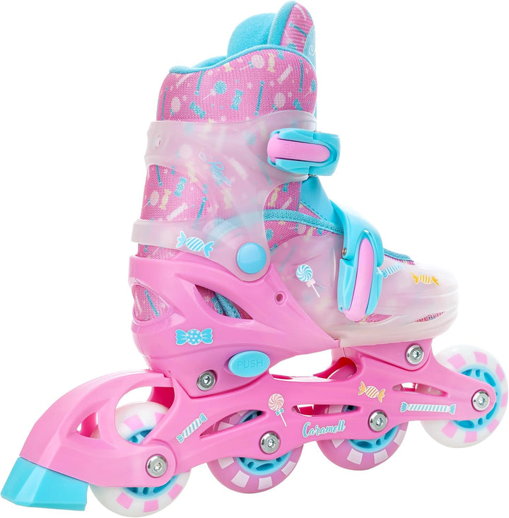 RAVEN 2in1 Schlittschuhe Inline Skates Inliner für Kinder Mädchen LED Leuchträder verstellbar 26-29