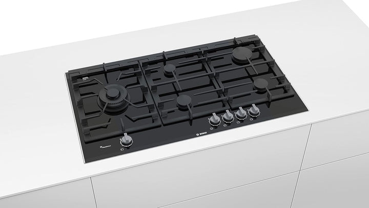 BOSCH PRS9A6B70D Gaskochfeld Serie 8, autarker Gasherd 90 cm breit, FlameSelect, Spülmaschinenfeste