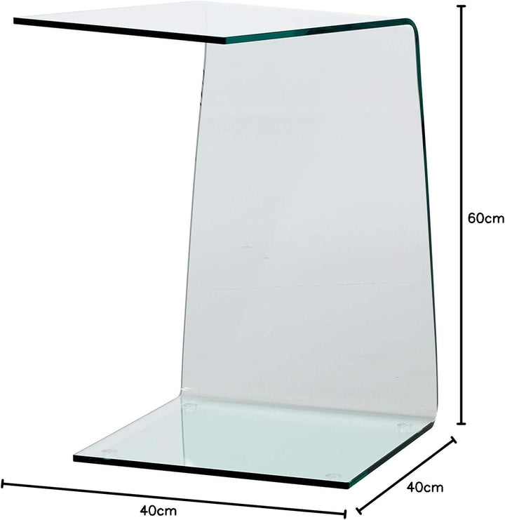 IMAGO FACTORY Atlas | Couchtisch Servetto - Lampentisch aus klarem, gebogenem Glas, Wohnzimmermöbel,
