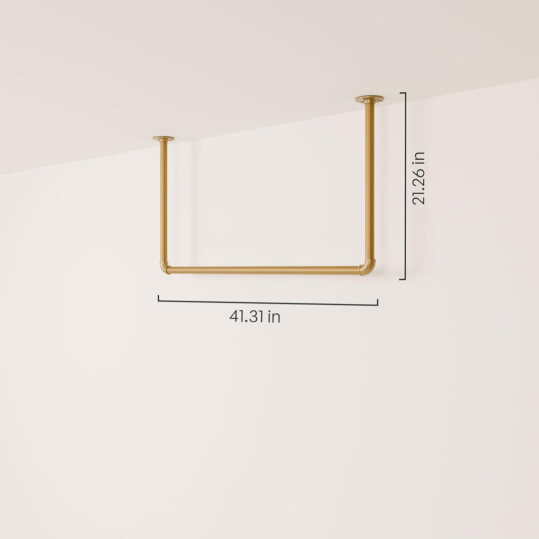 pamo Kleiderstange Deckenmontage Gold – Garderobenstange Decke Industrial I 105x54 cm I Stahlrohr go