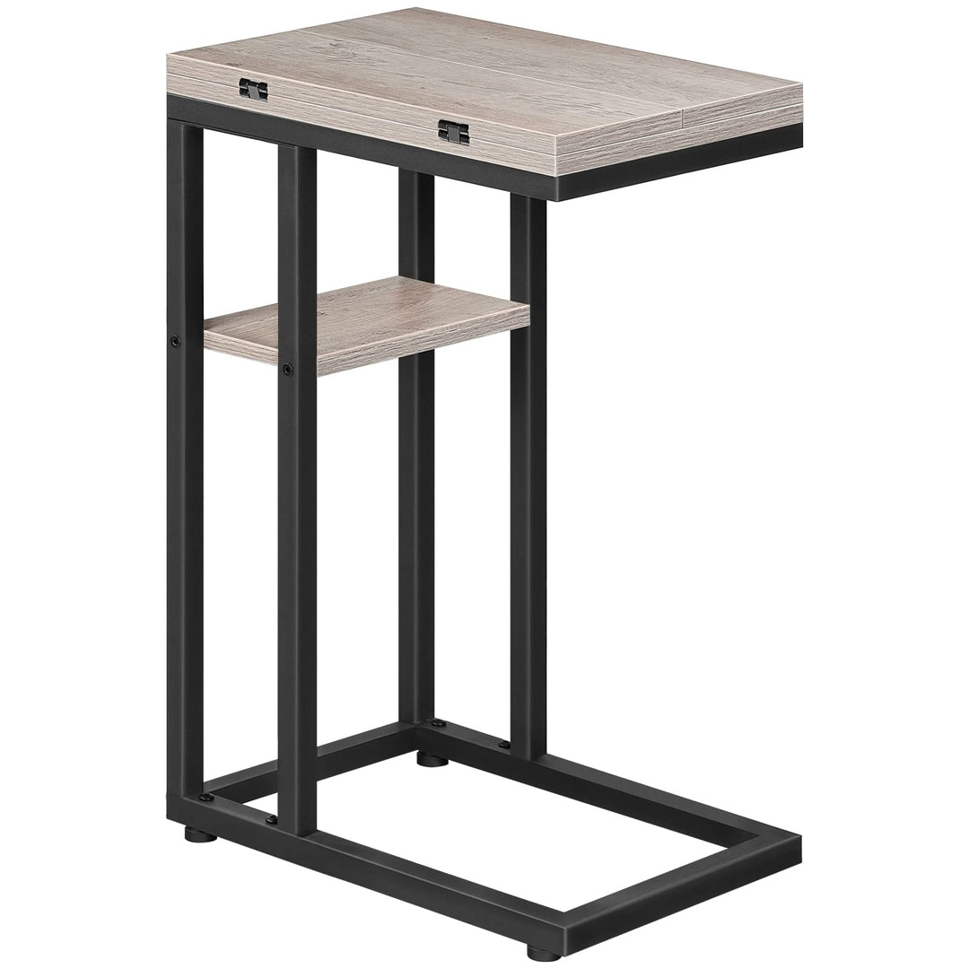 HOOBRO C-Form Beistelltisch, Klappbarer Sofatisch, Couchtisch, Kaffeetisch Snacktisch mit Lagerregal