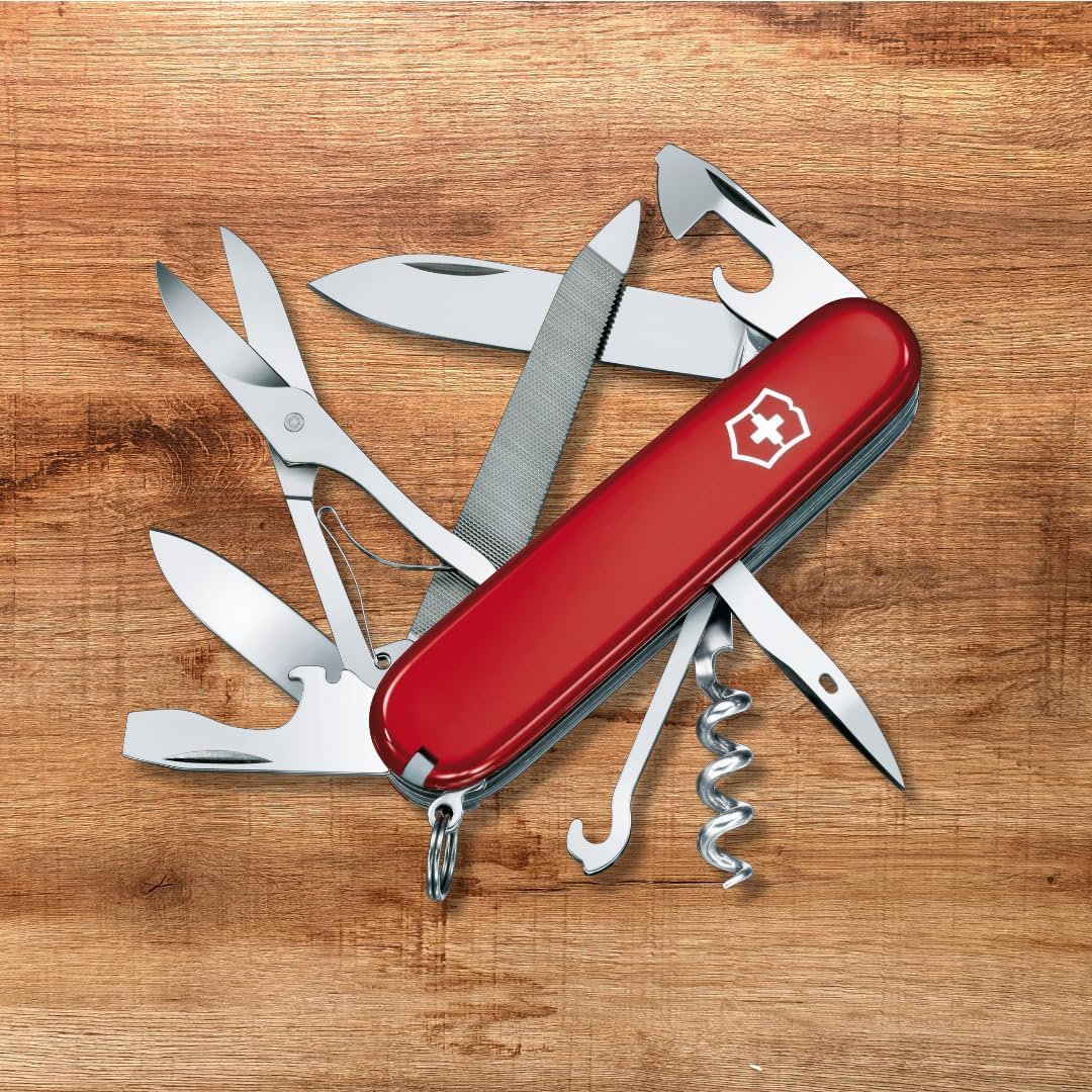Victorinox, Taschenmesser, Mountaineer, 91 mm, rot (18 Funktionen, Klinge, Korkenzieher, Dosenöffner