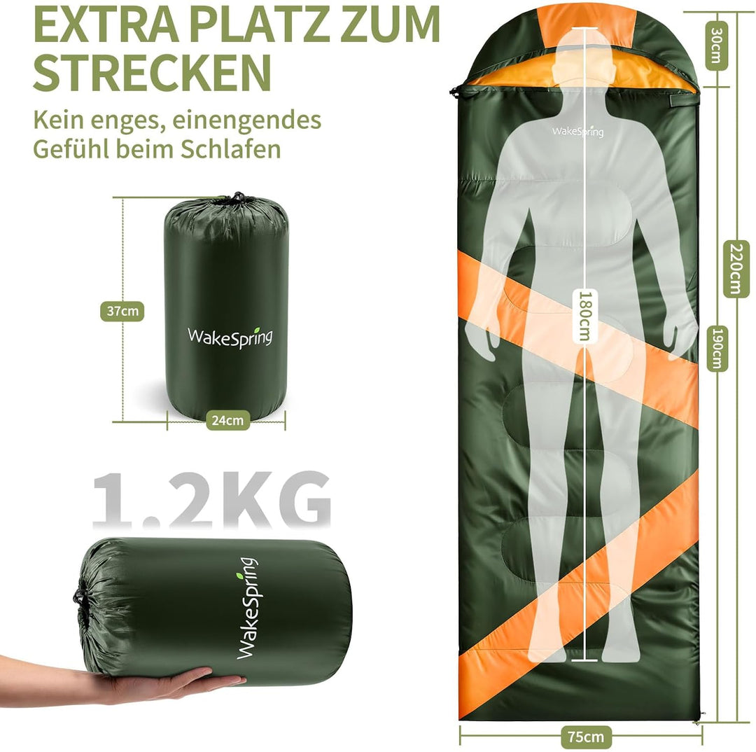Schlafsack Sommer Erwachsene, 2-in-1 Leichter Deckenschlafsack Camping koppelbar, mit Fussreissversc