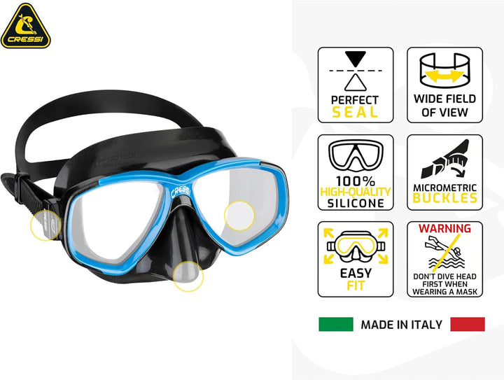 Cressi Perla - Unisex Erwachsene Schnorchelmaske oder Schnorchelset Perla Maske + Schnorchel Mexico,