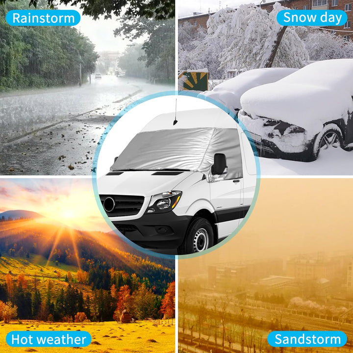 Externe Thermo Scheibenabdeckung passend für Mercedes Sprinter 2006-2018, Luxus Silber Wrap Windschu
