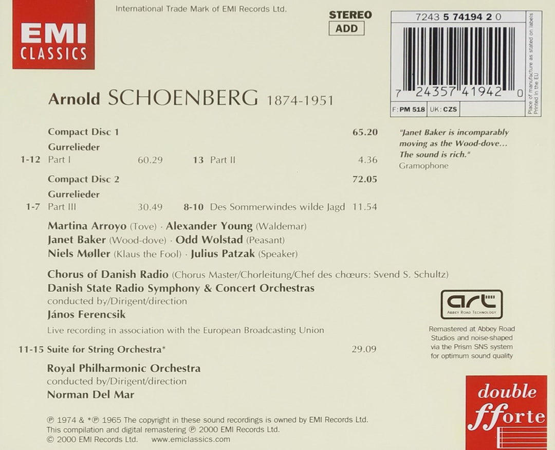 Gurrelieder / Suite für Streichorchester, Audio-CD