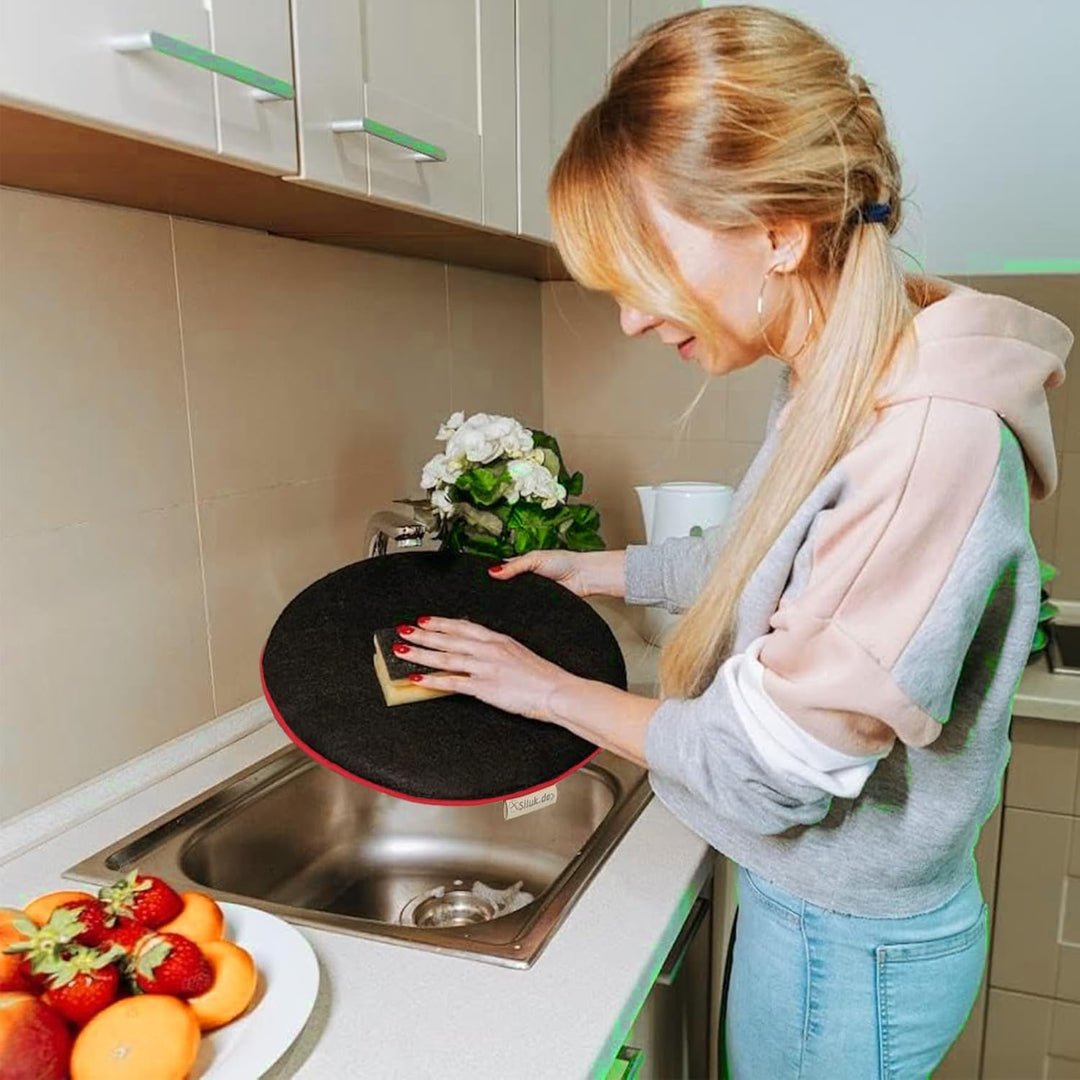 SILUK gemütliches Sitzkissen aus Filz Ø 36cm - Komfortable Waschbare - 4er Set Grau I Schwarz für Ba