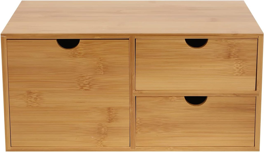 Natur Schreibtisch Organizer, Ablage Büroorganizer mit 3 Schubladen für Büroutensilien, Bambus Schub